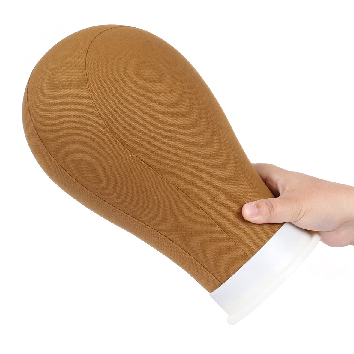Leeven 21"-24" Wig Head With Stand for Making, Display, Styling - Canvas Block Head Mannequin Head With C-clamp, Cap, Hair Line T Pins - Brown Poly 24 Inch