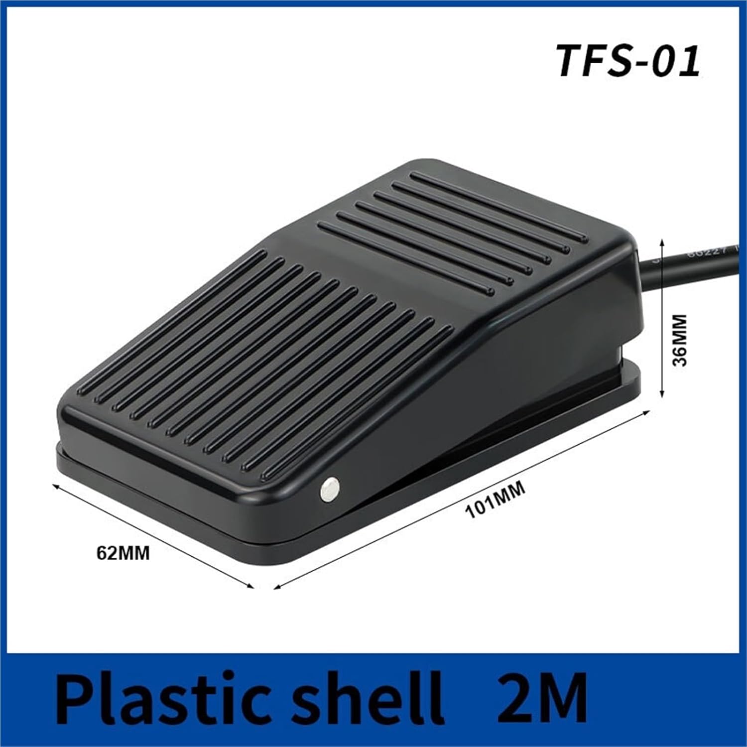 1Pcs Plastic Shell Footswitch Foot 10A 250V TFS-1 Momentary Control Switch Electric Power Pedal Line Length(Plastic 2M)