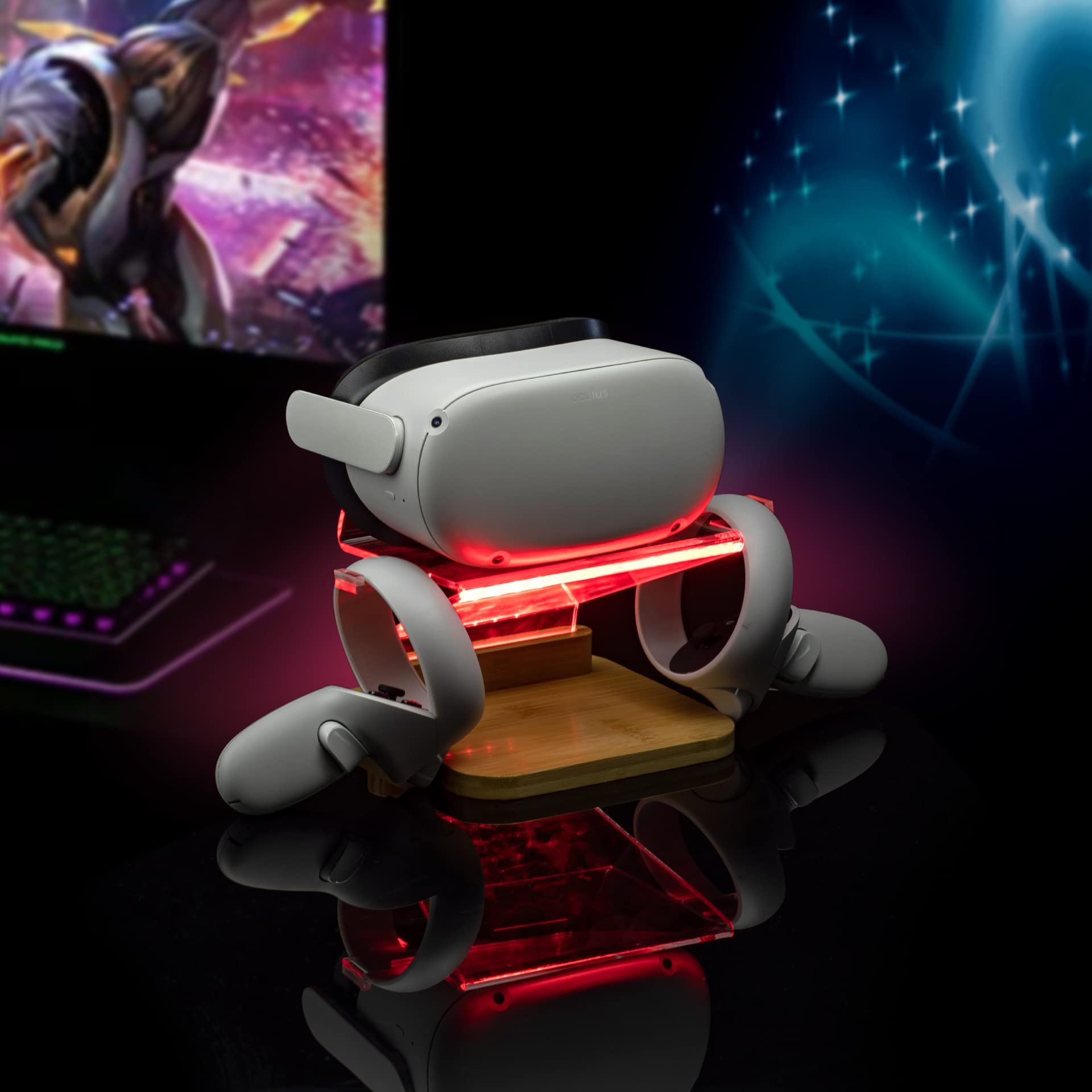 Soporte LED VR para Oculus Quest 2 vasos de pared soporte de almacenamiento de pared soporte soporte soporte de pared soporte soporte de pared soporte de almacenamiento auricular VR Gamepad Controller
