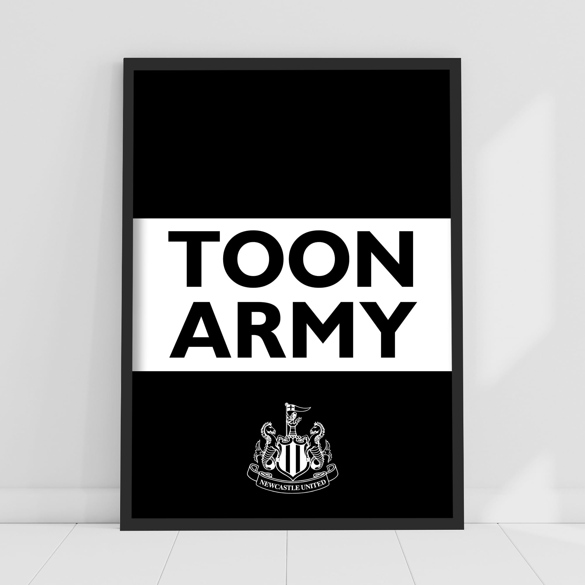 Themed Black Newcastle United Fc Print - Toon Army Striped Poster Football Wall Art (42Cm X 59.4Cm - A2)