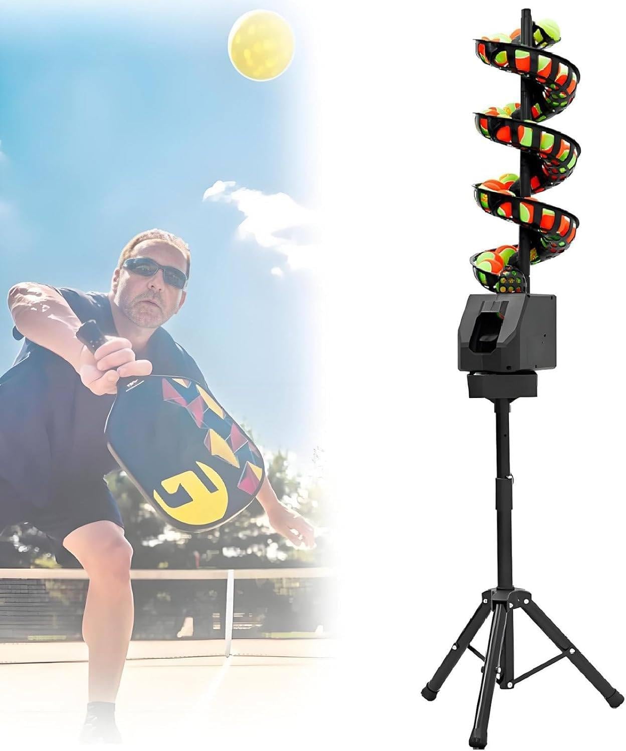 Electric Tennis Ball Dropping Machine Tennis Ball Feeder Tennis Machine Lightweight Tennis Serving Machine Frequency Adjustable for Tennis Balls