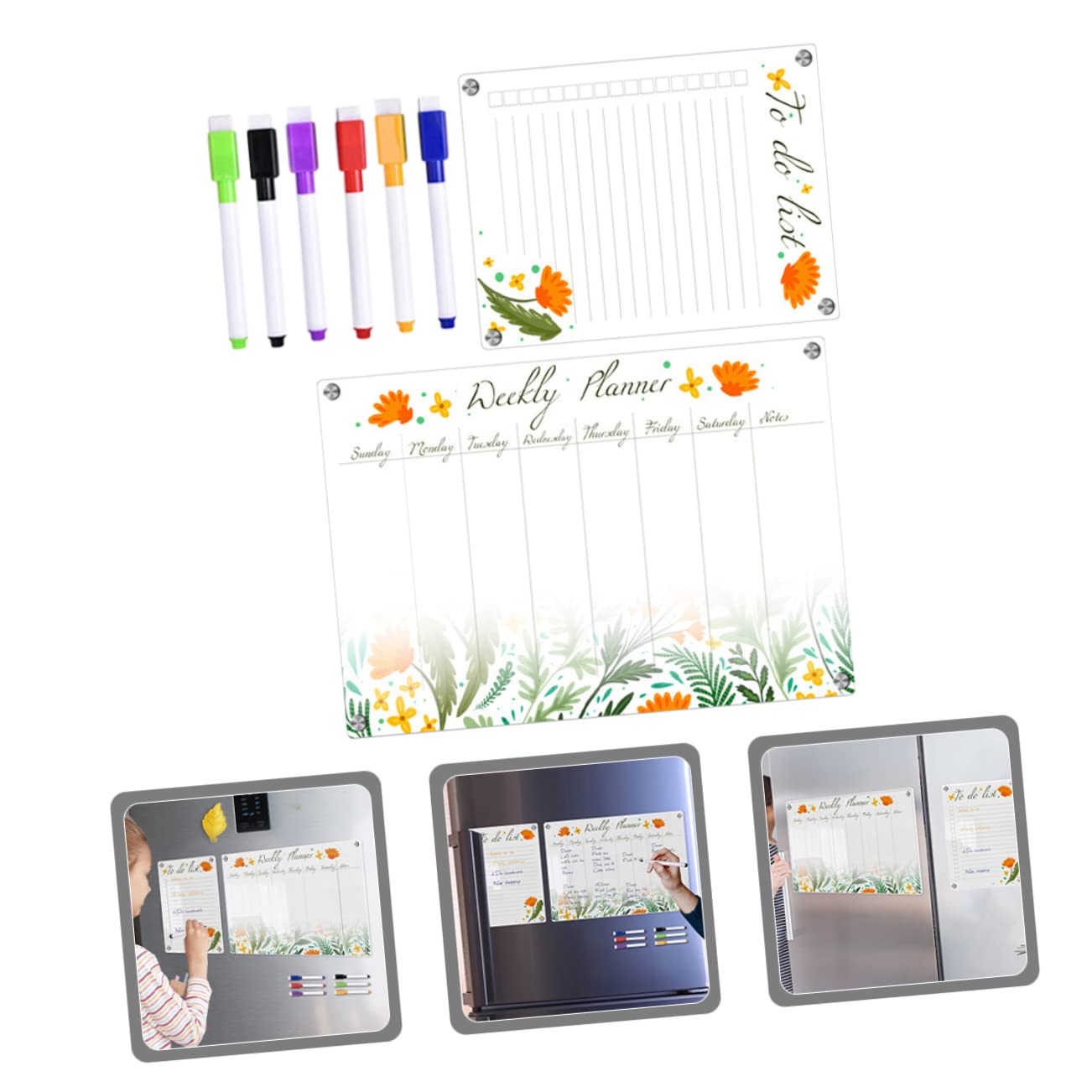 Magnetischer Kühlschrankkalender aus Acryl, Transparent, 8 Stück