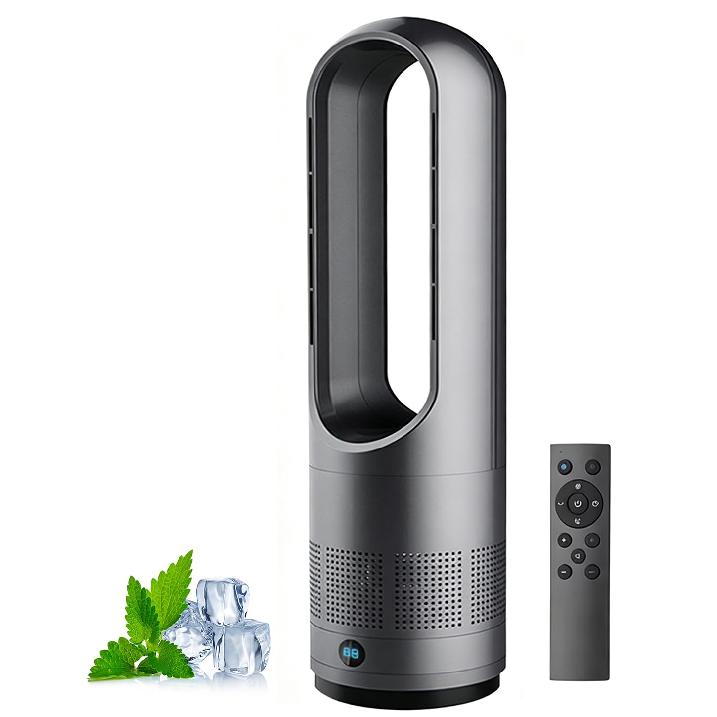 Ventilatore a torre senza pale caldo e freddo da 45,7 cm, oscillante, circolatore d'aria con 8 velocità, timer, purificatore intelligente con telecomando per camera da letto, casa