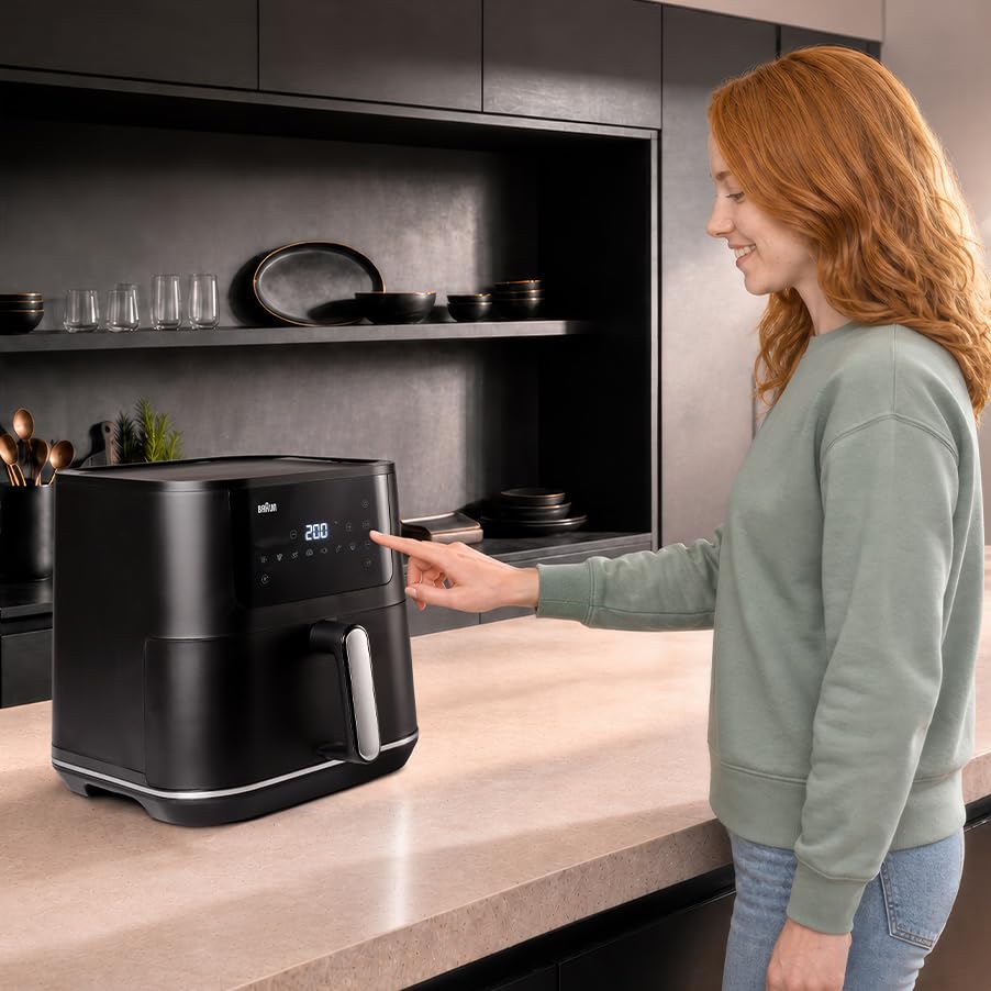 Braun MultiFry 7-8L Airfryen con 8 ajustes preestablecidos, 1900W, Negro