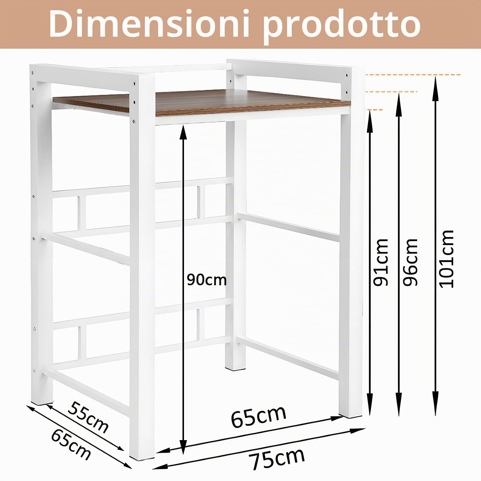 Mobile Lavatrice e Asciugatrice, 3 Regolabile in Altezza, Kit di impilamento per Lavatrice e Asciugatrice a Caricamento Frontale, Mobile Lavatrice, Capacità di carico 300 kg (Bianco)