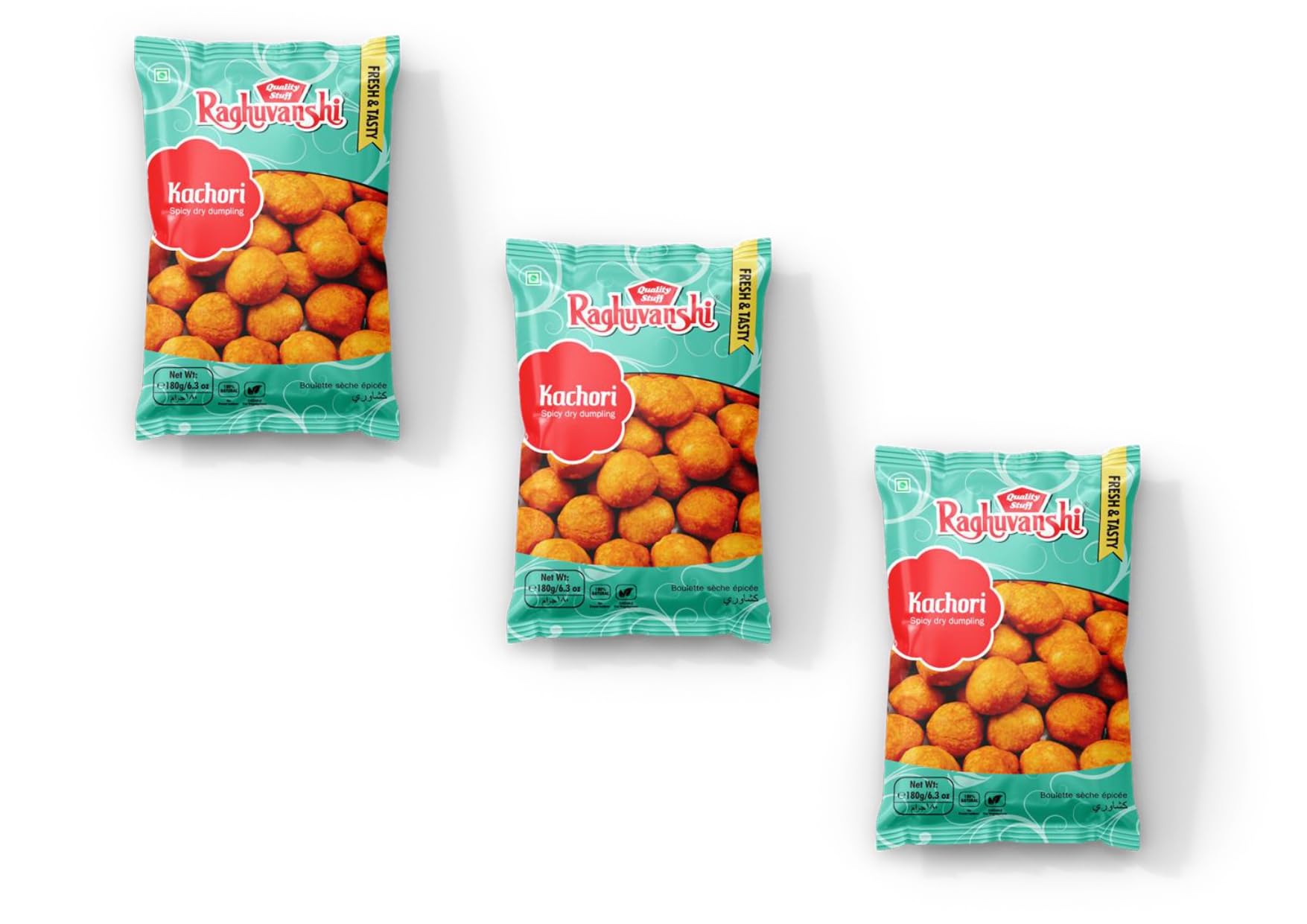 Quality Stuff Raghuvanshi Kachori Fried and Salted Split Freen Gram Fresh & Tasty Teatime Snack of India | Made with All Natural Ingredients | 180g X 3 Pack Of 3-image-10