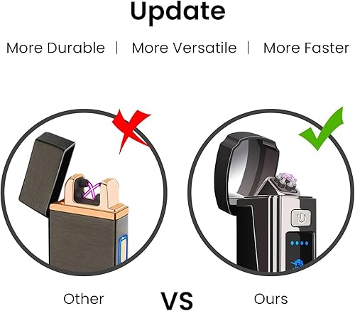 Miniatura 6 de Encendedor de plasma de triple arco  Encendedor eléctrico sin llama a prueba de viento recargable con indicador de batería LED  Encendedor de