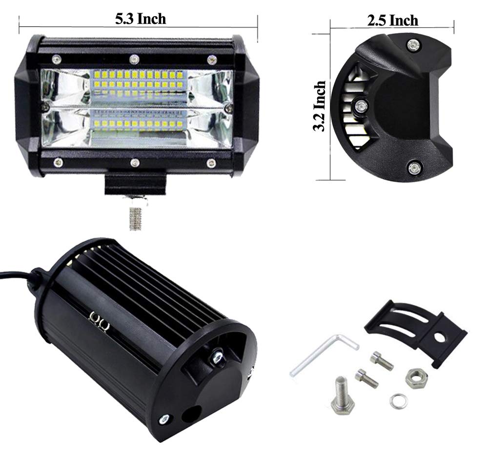 4X 72W Faro da Lavoro,Barra LED Auto 6000K Fendinebbia Impermeabile IP67 Fari LED Auto Illuminazione Auto per Moto Auto ATV SUV Trattore