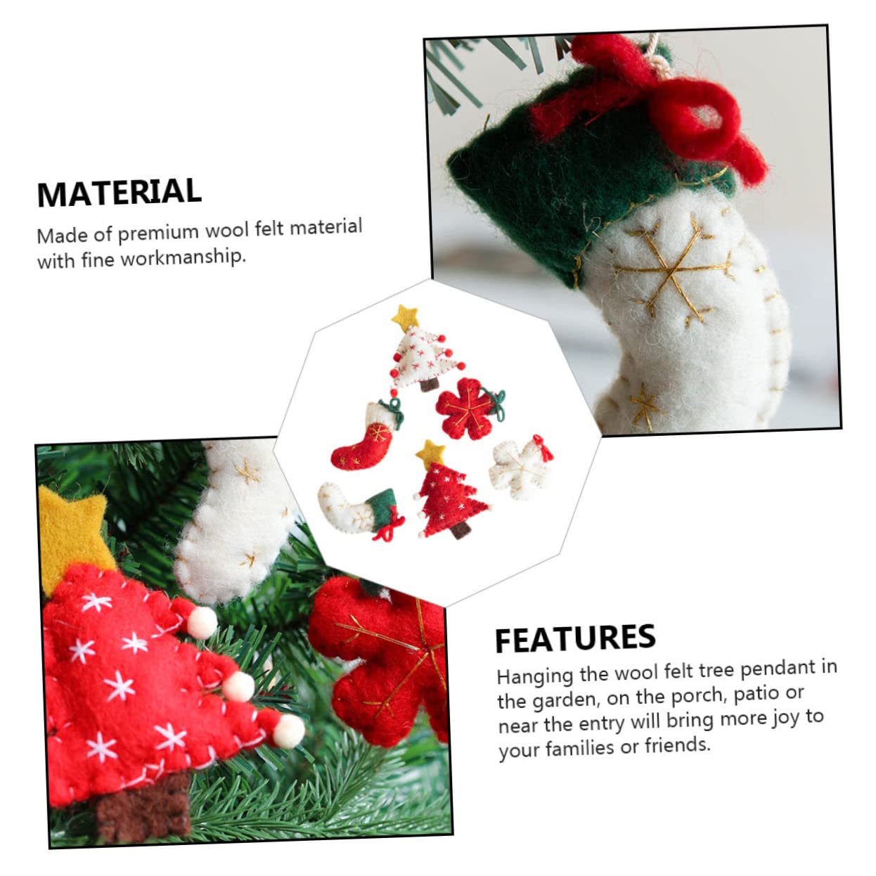 PRETYZOOM 2 Set Di Mini Pendenti in Feltro Di Lana A Forma Di Albero Di Natale Da Appendere Per Decorazioni Per Feste 6 Pezzi * 2