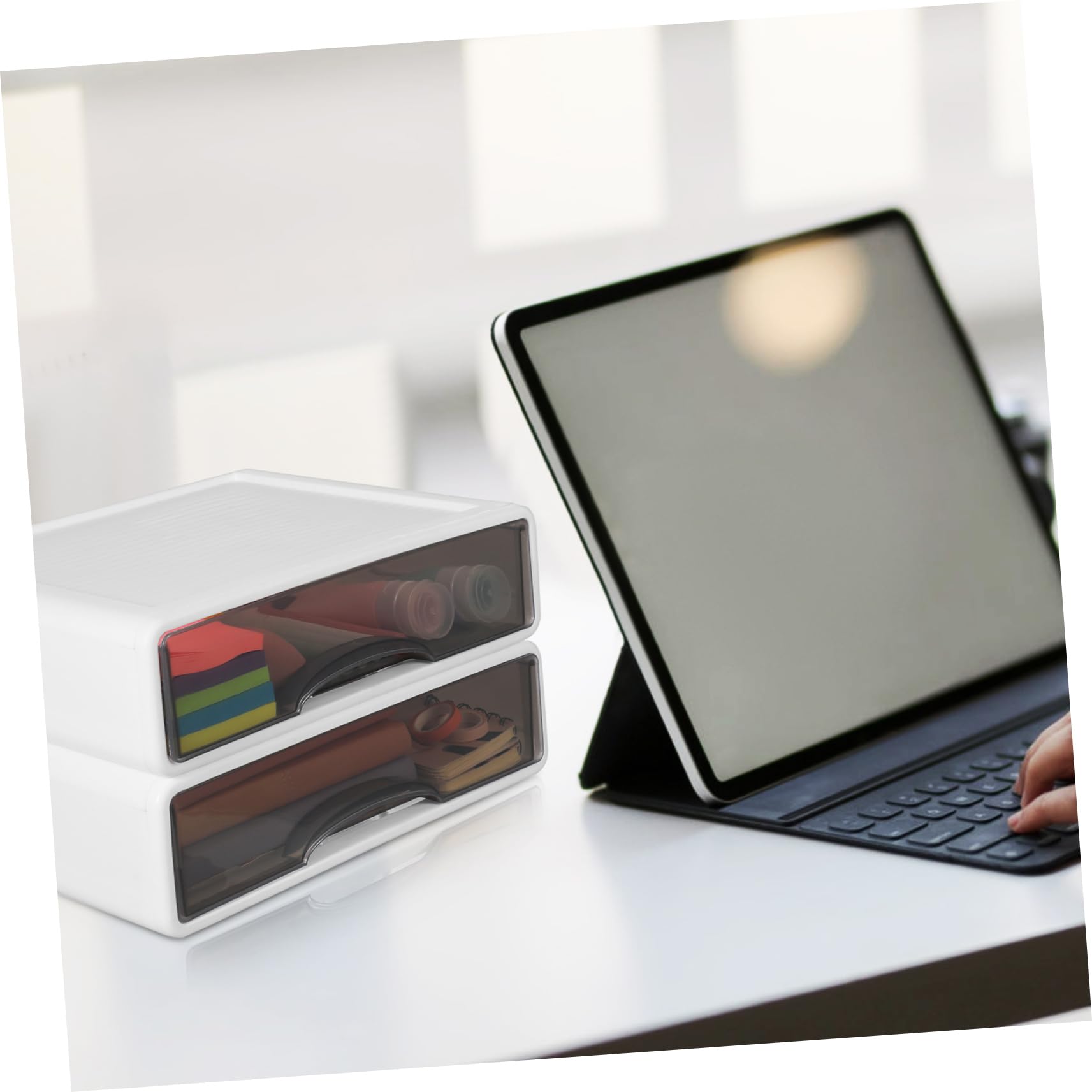 Scatola Per Cassetti Da Scrivania Organizer Impilabile 2 Pezzi Custodia Portaoggetti Per Trucco Forniture Ufficio