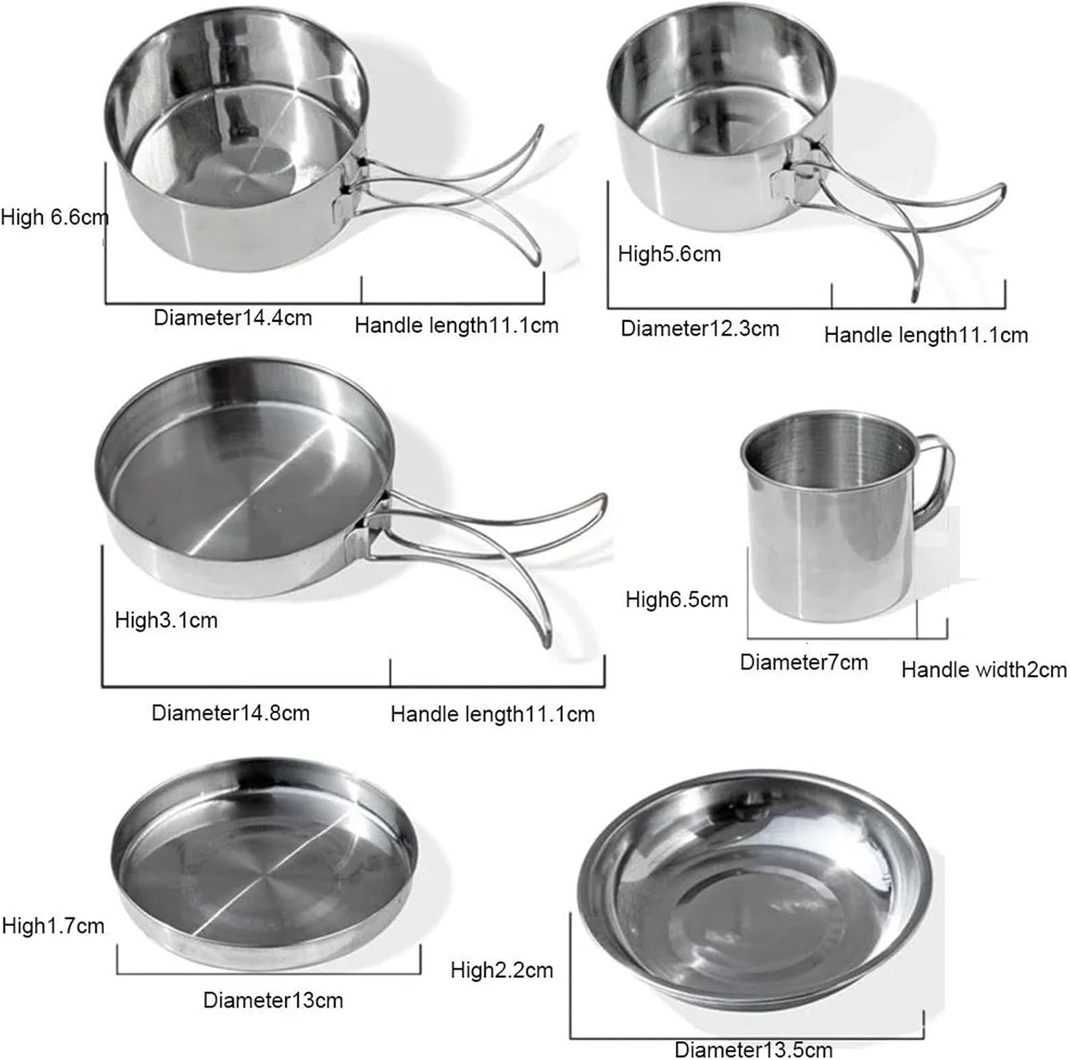 8Pcs Camping Cookware Set – Pot Pan Water Cup Mess Kit for Hiking Picnic Tourist Dishes