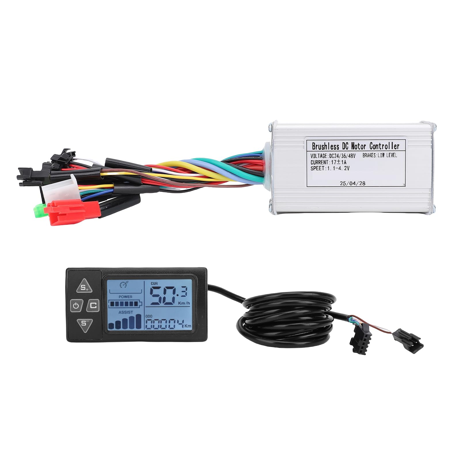 BuyWeek Kit de Contrôleur de Moteur sans Balais pour Vélo Électrique, DC 36V 48V 250W 350W 17A 3 Modes Contrôleur à Onde Sinusoïdale avec Panneau d'Affichage LCD S861 pour Trotinette Électrique