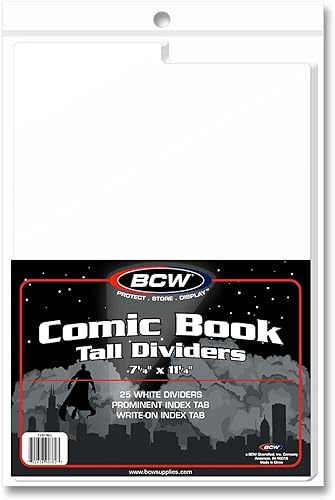 Miniatura 2 de BCW Divisores altos para cómics (paquete de 25), organizadores con pestañas y sin ácidos para almacenamiento de cómics, calidad de archivo y