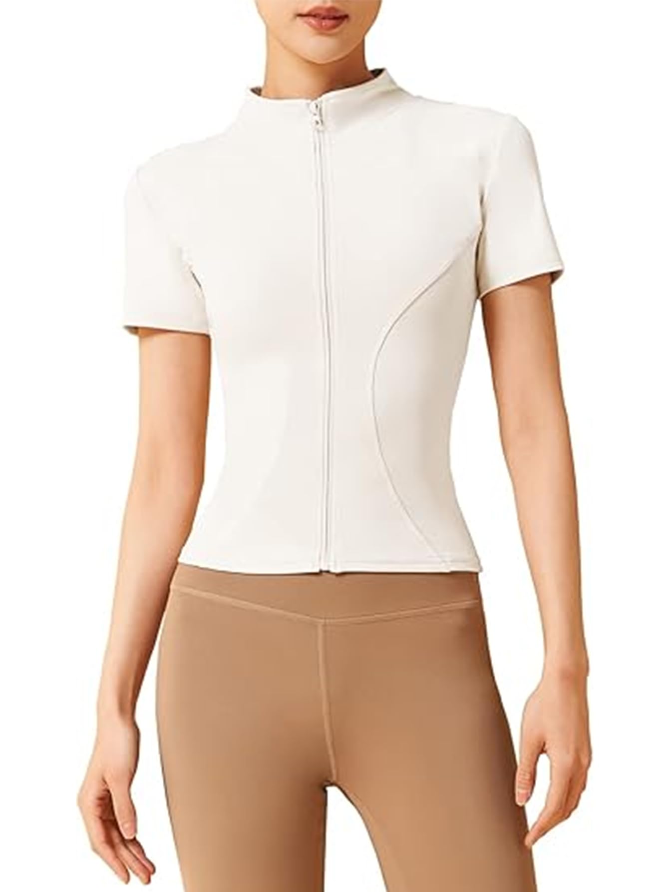 Chaqueta deportiva ligera para mujer, con cremallera completa, para yoga, correr, con agujeros para el pulgar, traje de entrenamiento elástico — view 9