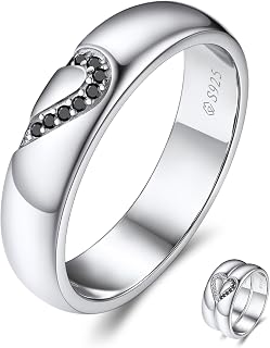 Matching Couple Rings, MomentWish Moissanite Wedding Band for Himand Her, D Color VVS1 Simulated Diamond 925 Sterling SilverEternity Rings