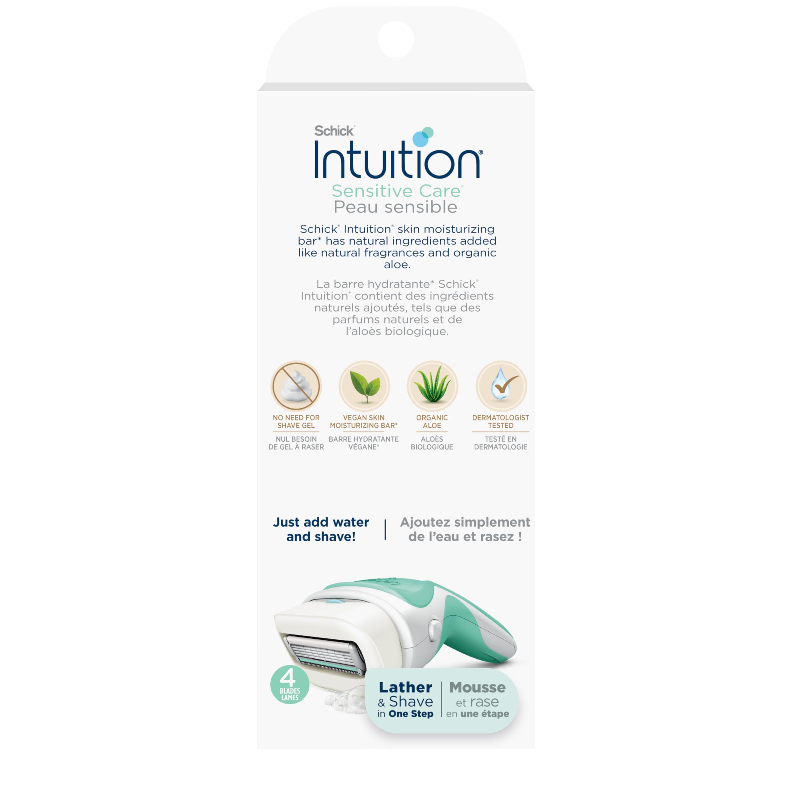 Schick Intuition Sensitive Care Razor for Women with 2 Moisturizing Razor Blade Refills with Natural Aloe