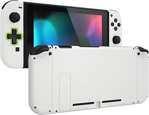 eXtremeRate Dpad Version Custom Full Set Shell for Nintendo Switch, White Replacement Console Back Plate, NS Joycon Handheld Controller Housing with