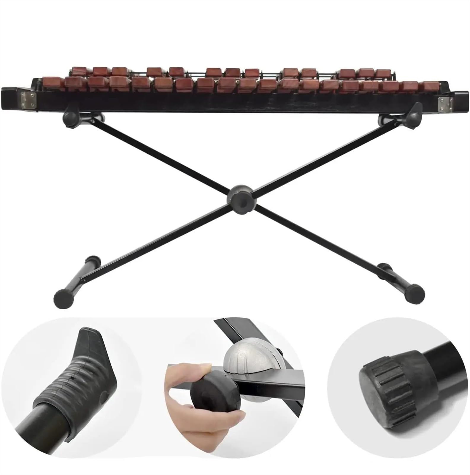 Hermoso instrumento de percusión Glockenspiel de madera de 32 notas con mazos y soporte ajustable Kit De Glockenspiel Profesional