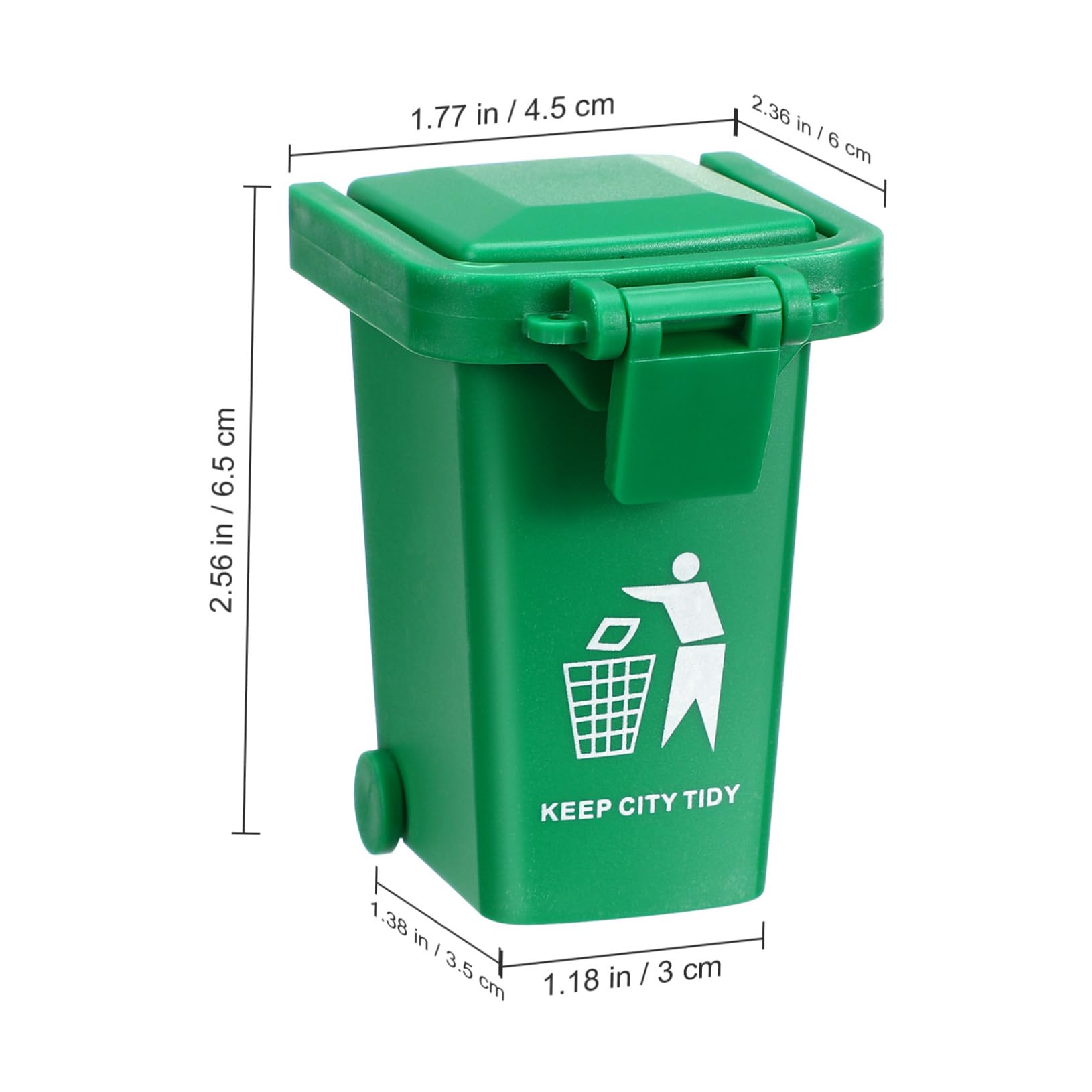 YARNOW 4Pcs Mini Wheelie Bin, Miniature Sorting Trash Can Model, 1:12 Scale Dollhouse Recycling Bin with Lids for Micro Scene Ornament - Image 2