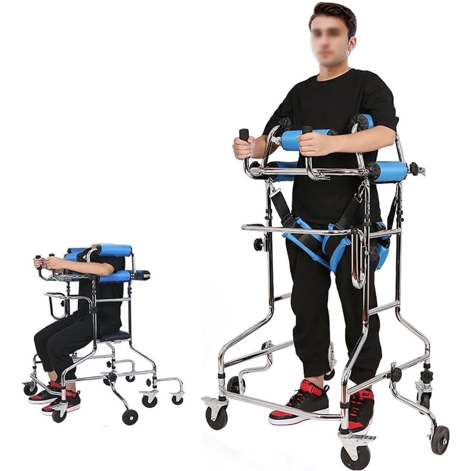 Zensefarin Men's Rollator Walker For Seniors,Stroke Hemiplegia Rehabilitation Standing Frame,Adult Walker Walking Aid With Adjustable Height,For The Disabled Lower Limb Training