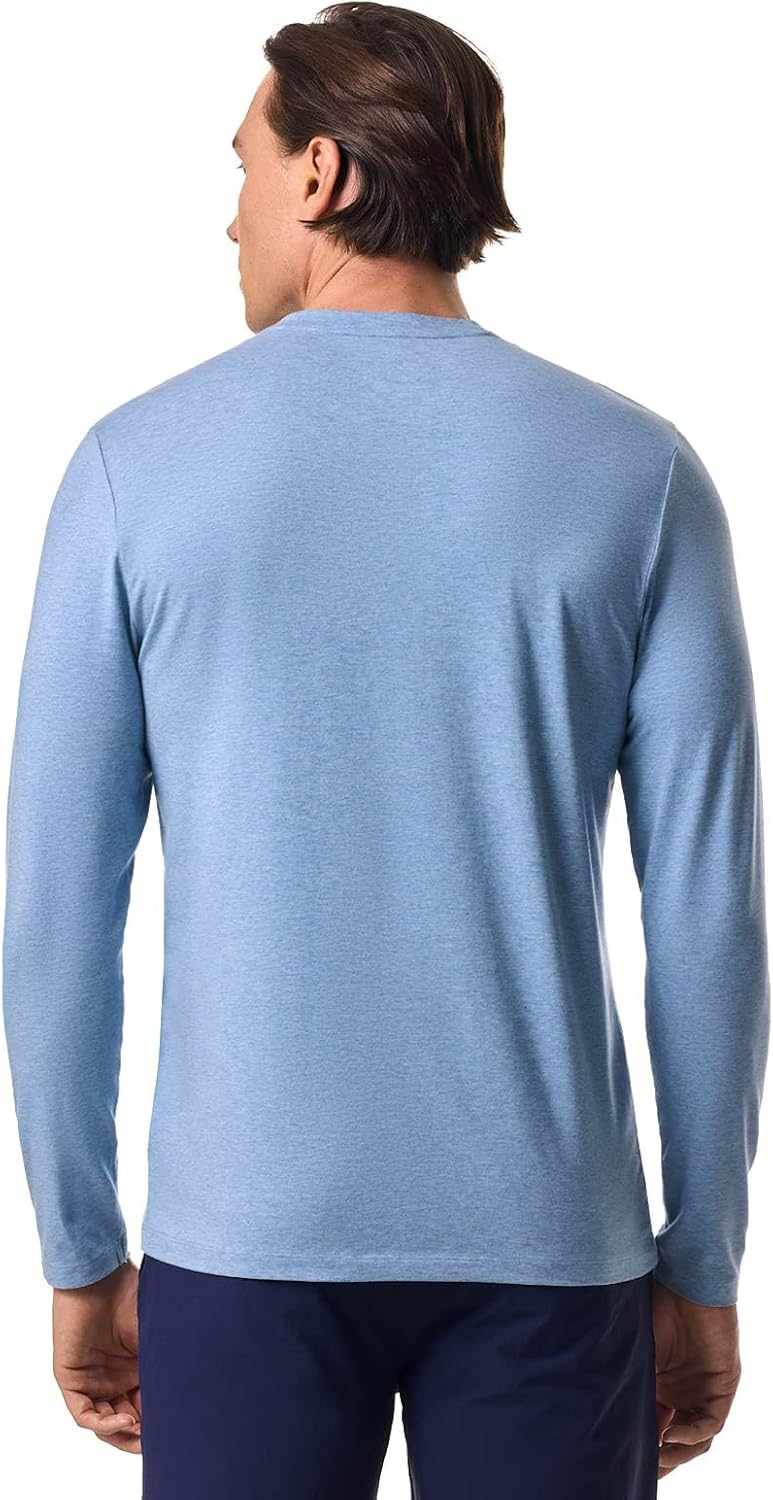 Coolibar UPF 50+ Men's Morada Everyday Long Sleeve V-Neck T-Shirt - Sun Protective Black