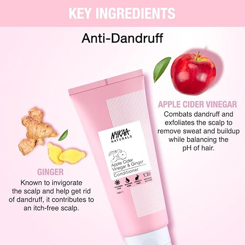 Miniatura 3 de Nykaa Naturals Acondicionador, vinagre de sidra de manzana y jengibre, 6.08 oz  Acondicionador anticaspa  Suaviza el encrespamiento  Acondicionador