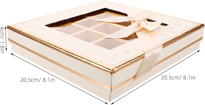 SECFOU 25-Compartment Beige Chocolate Candy Box Packaging, Empty Party and Birthday Treats Box for ValentineS Day and Wedding Celebration