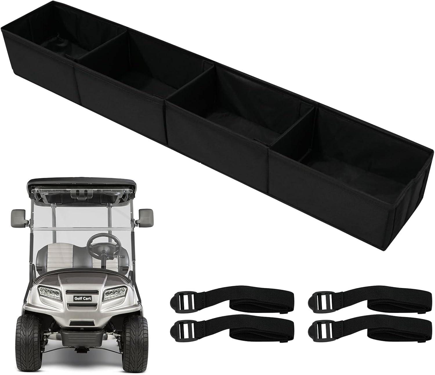 Golf Cart Inner Front Storage Basket, No Drilling Golf Cart Organizer Collapsible, Universal Compatible with EZGO Club Car Yamaha Kandi Electirc Golf Carts, Dash Organizer Tray