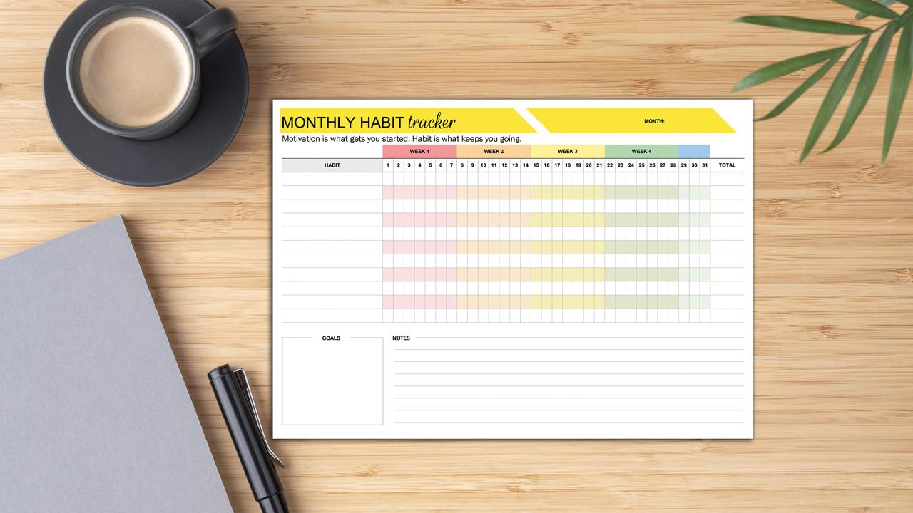 PockTown INTERNATIONAL Monthly Habit Tracker planer Undated Calendar (12 Sheets/A4 Size) For Goal student Achievement, Habit Building and Self-Improvement-image-28