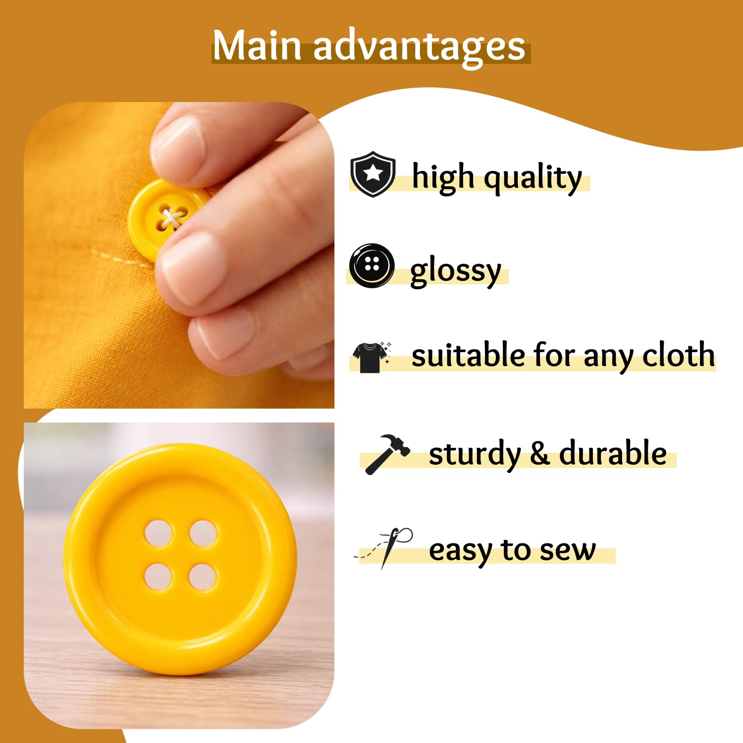 Amazon.com: 12 Yellow Buttons - 0.8 inch, 4 Hole Round, Plastic