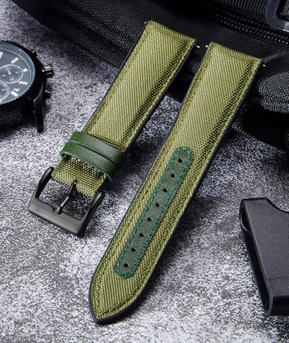 Image of BINLUN Nylon Silicone Watch Bands 18mm 19mm 20mm 21mm 22mm Quick Release Canvas Rubber Hybrid Watch Strap Replacement Watchband for Men Women 9 Colors Silver /Black Buckle