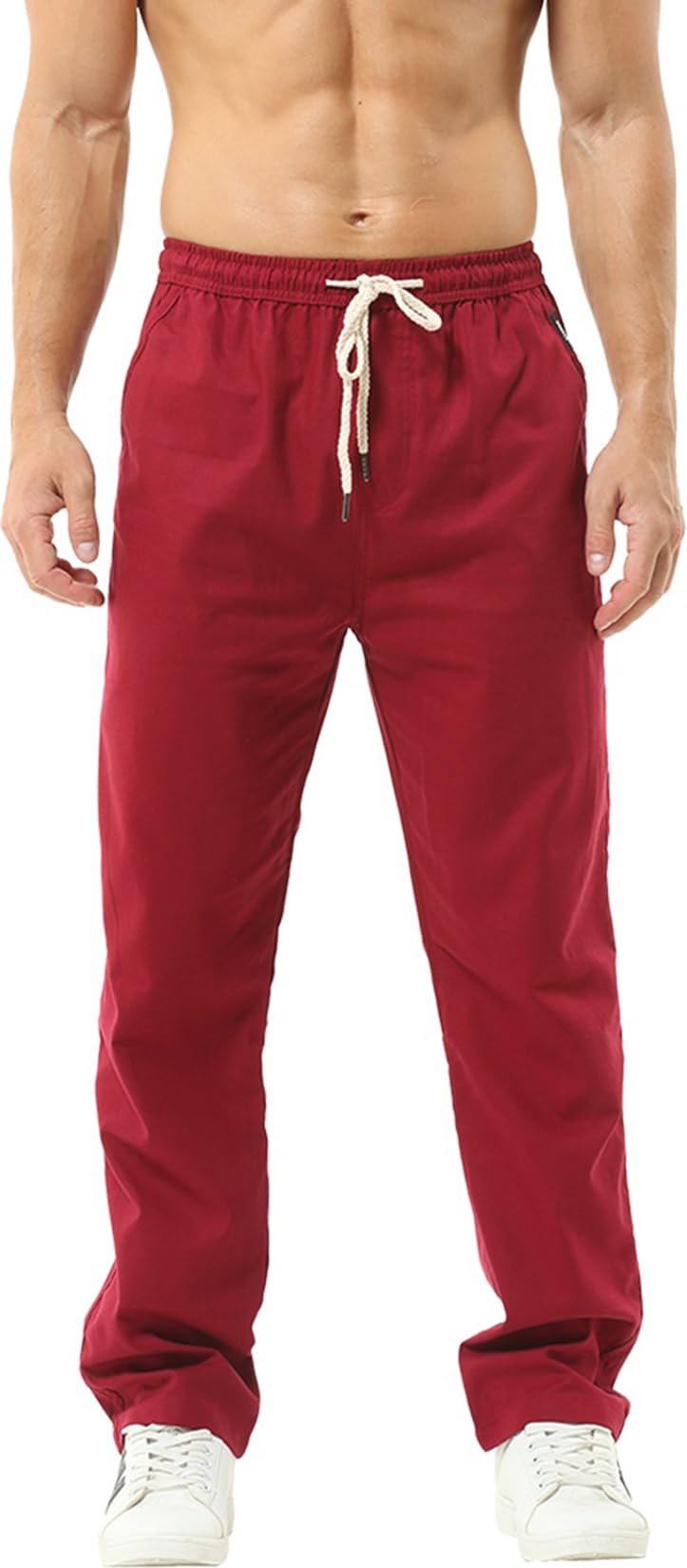 Hoerev Men's Casual Beach Trousers Linen Trousers
