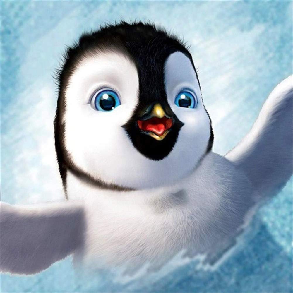 Broderie diamant pingouin 60x80cm pour décorer un salon chaleureux en famille