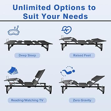 Adjustable Bed Frame,Queen Size Zero Gravity Adjustable Bed Base Frame with Head and Foot Incline,Wireless Remote Control,Quiet Motor,Easy Assembly Adjustable Bed Base (Queen)