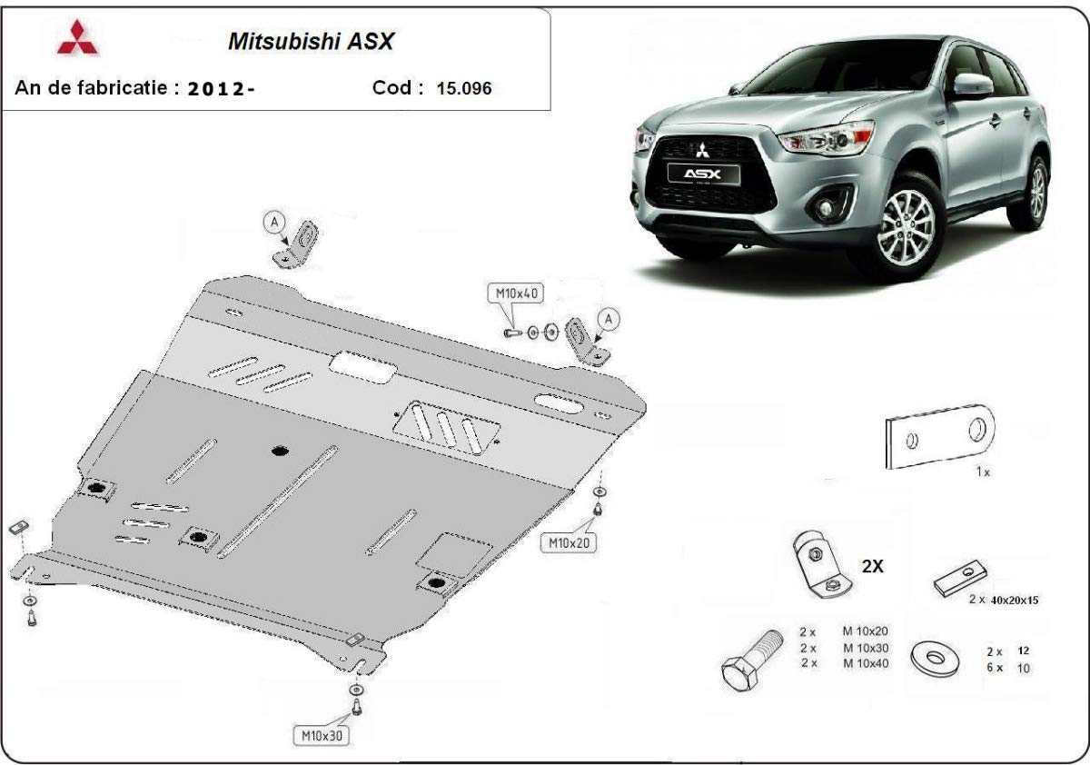 Protección inferior del motor de acero compatible con Mitsubishi ASX (2010-2023)