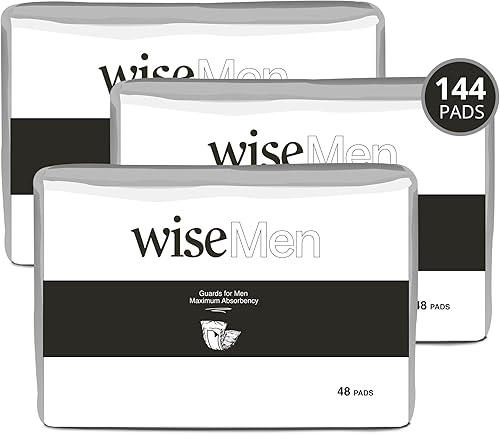 Protectores y protectores de incontinencia de máxima absorción para hombres, almohadillas de control de vejiga y olor, 144 unidades (paquete de 3 de
