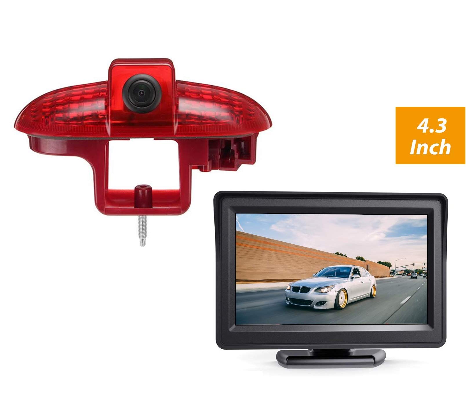 3rd Brake Light Camera Reverse Camera Replacement Roof top brake lamp camera Rear View Backup Camera + 4.3 inch Monitor Display for Opel Vivaro Trafic/Opel Combo Primastar Talento 2001-2014