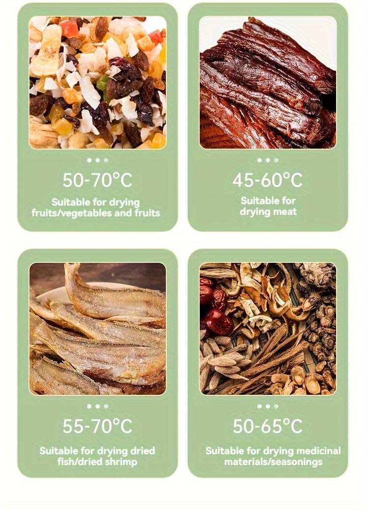 WXFKLDJ Suszarka do grzybów 500 W, konserwator żywności z regulowaną kontrolą temperatury i 5-tacową cichą pracą, do wołowiny, indyka, kurczaka, ryb, suszonego mięsa, owoców, warzyw