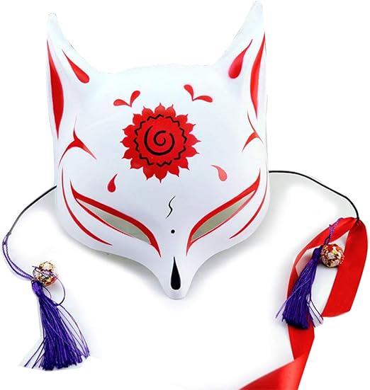 Máscara de raposa Idoxe, estilo japonês, máscara de raposa anime para