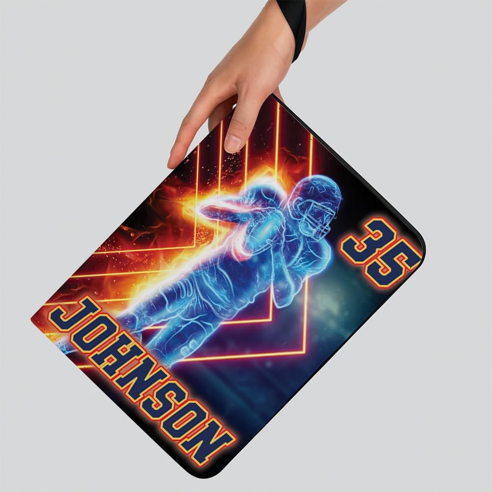 Personalized Football Card Binder Album with Name & Number Sports Trading Card Holder Organizer, Collectible Storage Book for Football Fans (Cool Football)