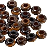 1 boîte 30Pcs Perles en pierre de grand trou 10mm Gemme Rondelle Perle en vrac indien Agate cristal plat rond naturel en pierre Perles d'espacement pour perles Bracelets Bijoux faisant colliers Accessoires de cheveux