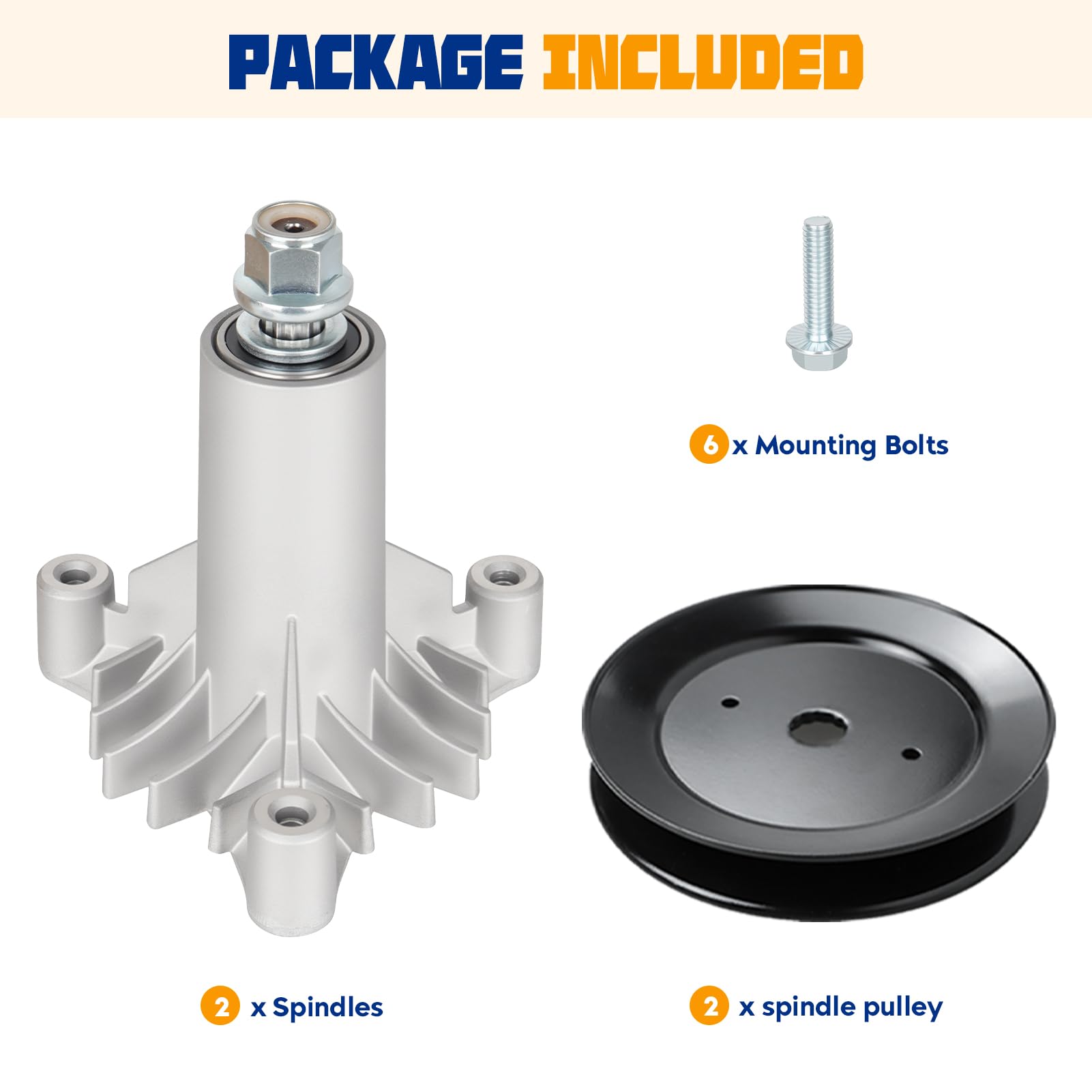 AEagle Conjunto de mandril de husillo para 130794 532130794 + 2 poleas 129861 1535 173436 con pernos de montaje en agujeros roscados