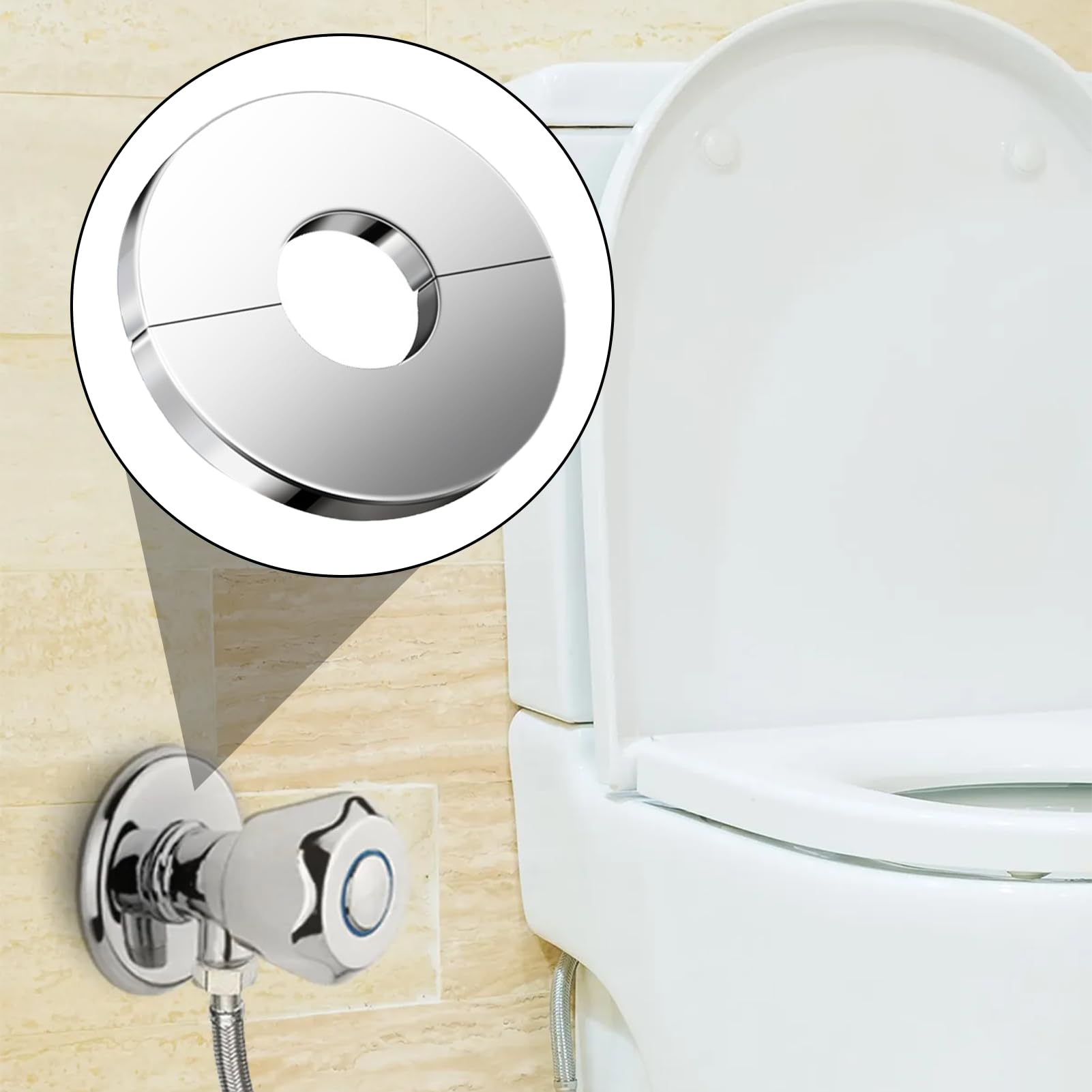 4 tubi di riscaldamento rosette, Ø 22 mm, rubinetti rosetti, tubi di copertura per tubi in acciaio inox, copertura per tubi divisa
