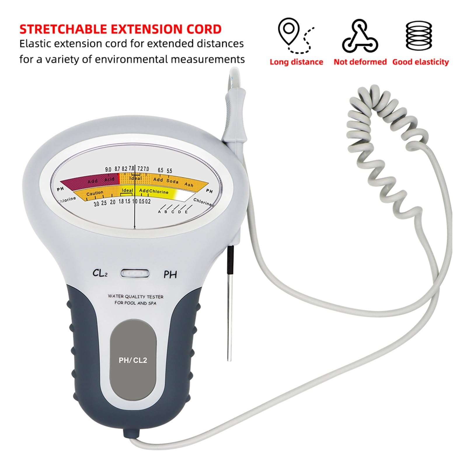 Testeur de qualité de l'eau Testeur de Chlore 2 en 1, testeur de pH et de Chlore, Niveau PC-101, testeur de pH numérique Portable, qualité de l'eau de Piscine