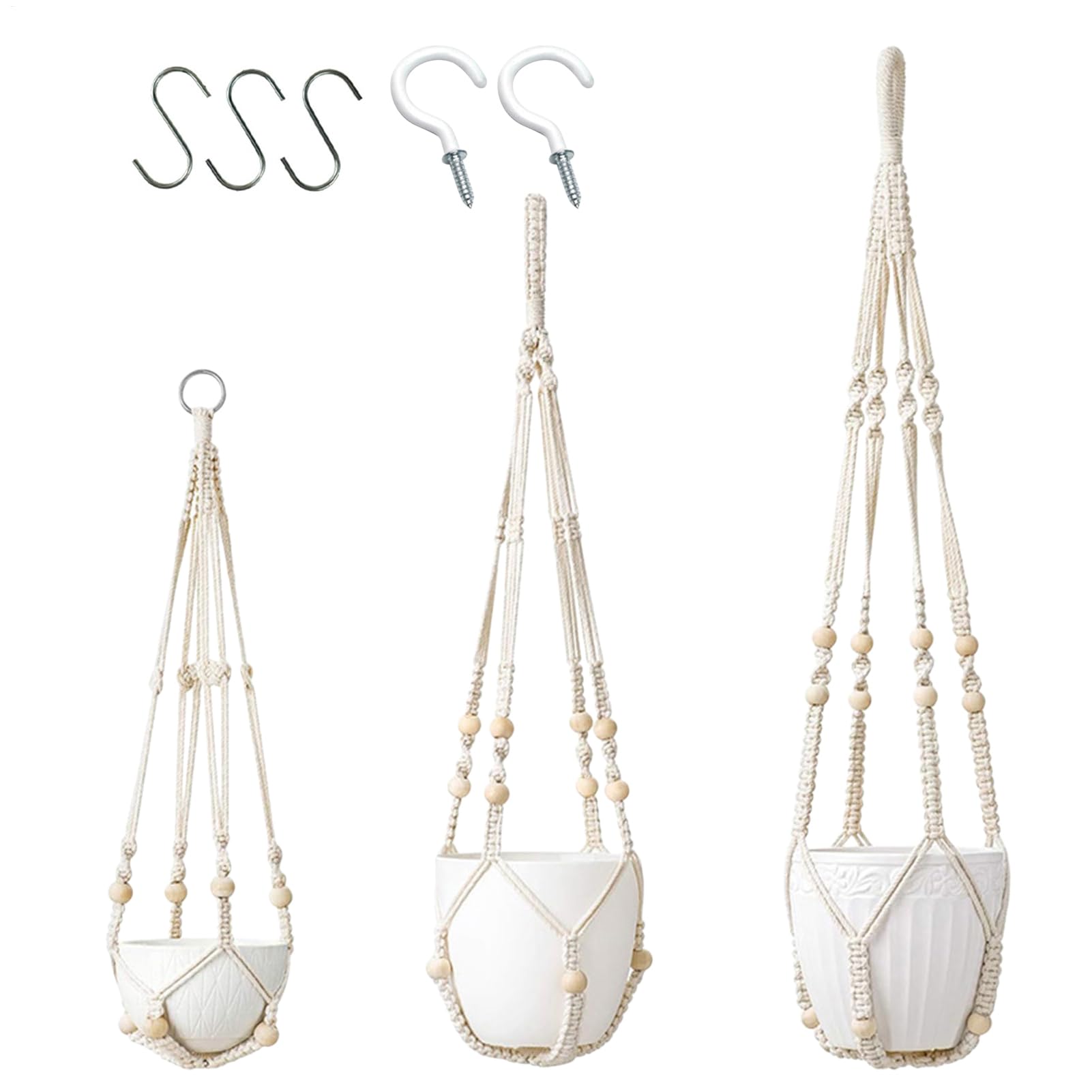 Crochet pour plantes en macramé lot de 3 suspensions déco pour balcon et salon
