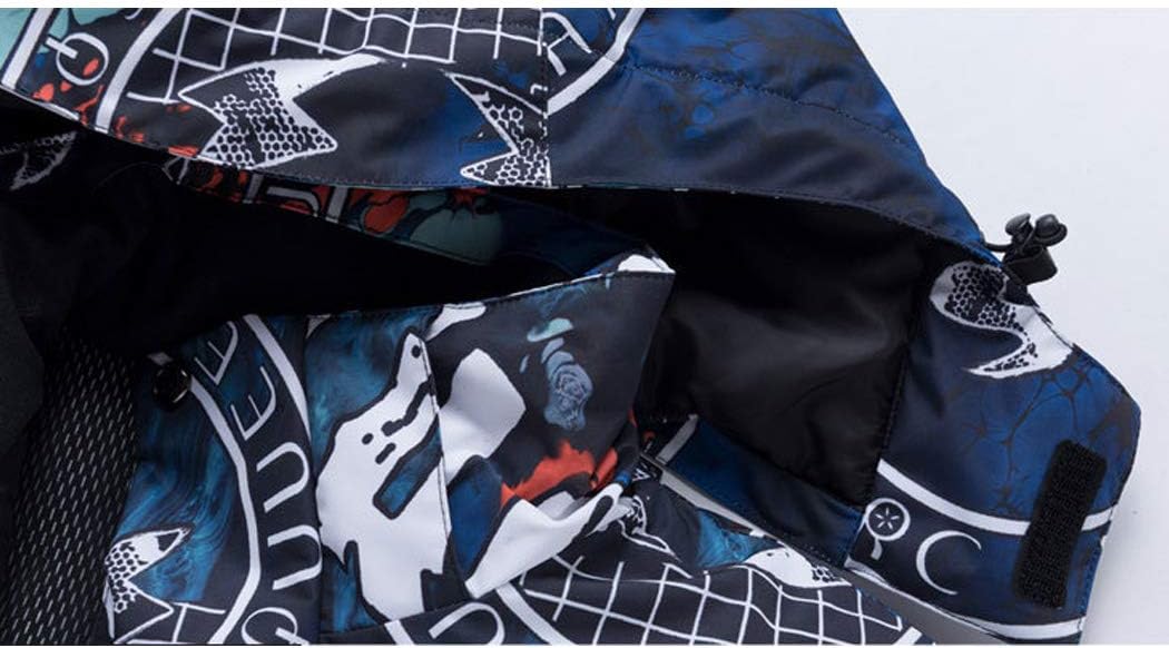 Mens Windproof Ski Suits Winter Waterproof Warm Hooded Jacket and Pants Snowsuit Set