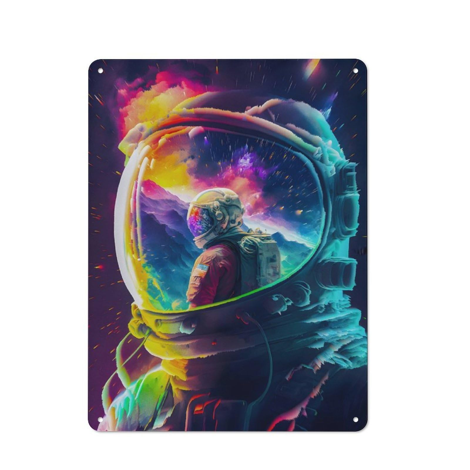 Junmoney Astronaut In Mountains 2 Metal Wall Decor Sign, Home Decor Sign For Home Cafe, Breakfast Area Or Pantry Wall, Gift For Coffee Lovers And Home Cooks, 40X30cm