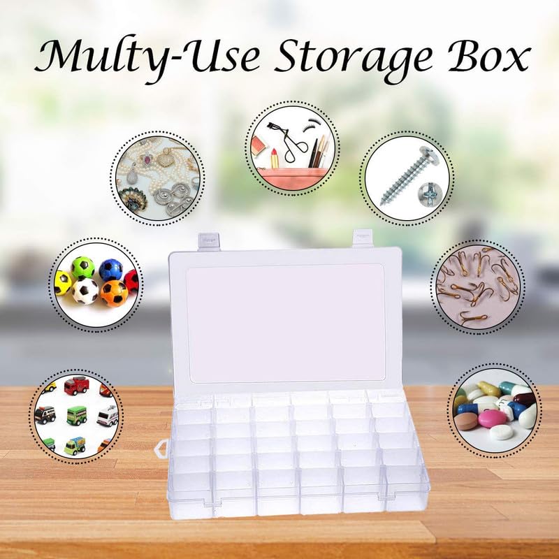 Image of Finner 36 Grids Cells Multipurpose Adjustable Jewelry Storage Boxes Organizer with Removable Dividers Plastic Storage Case for Jewelry