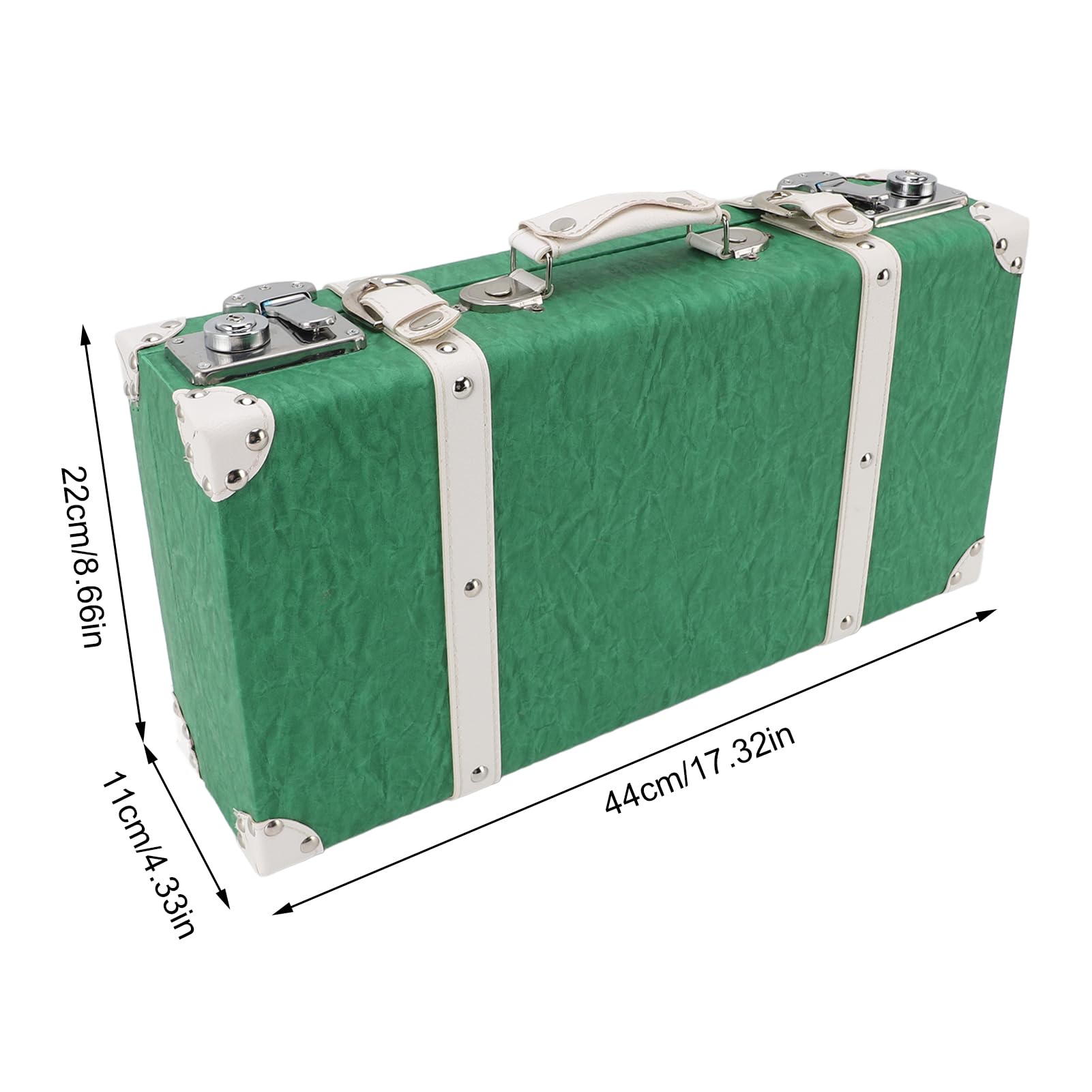 Boîte Vintage En Bois Avec Poignée Cuir - 40x24,5x10 Cm - Valise Décorative Rangement Ou Accessoire Photo
