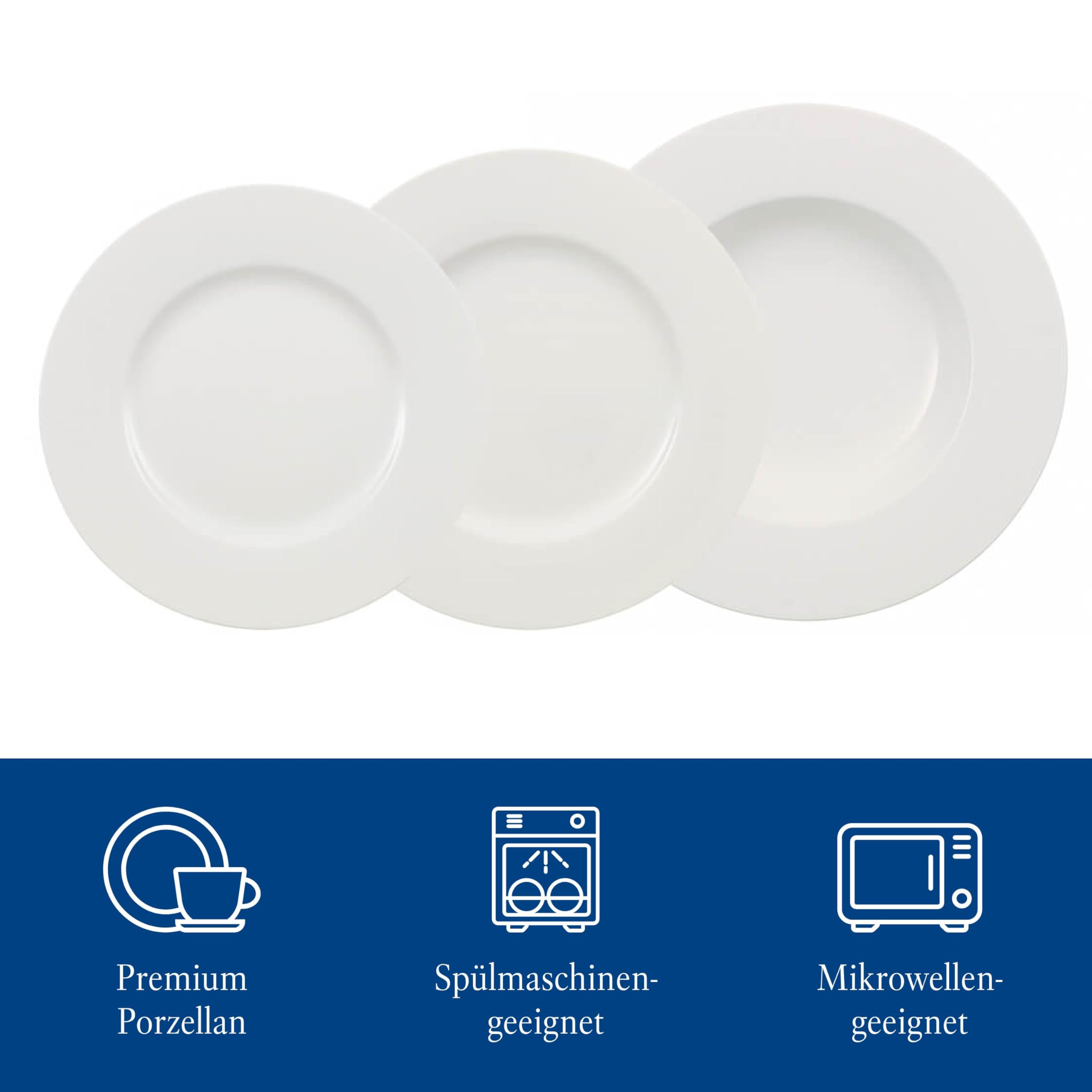 Villeroy & Boch – Wonderful World Dinner-Set 12 teilig Weiß, Spülmaschinenfest, Mikrowellensicher, Teller, Geschirr, Porzellan, Speiseteller, Essteller, Set, Geschirrset Modern, Premium Porzellan